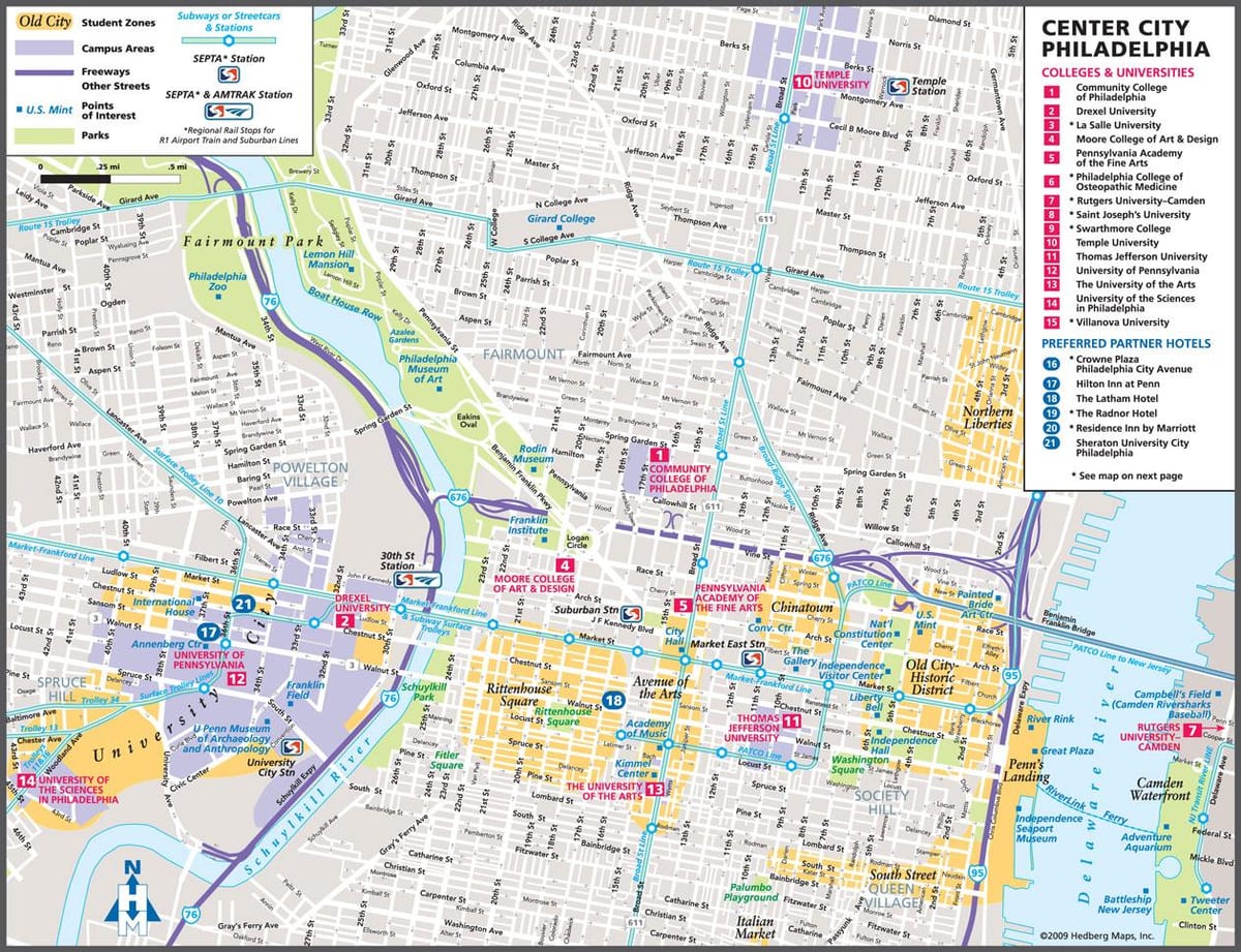Philly аялал жуулчлалын газрын зураг